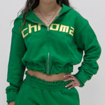 RIO Cropped Hoodie Green/Yellow