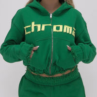 RIO Cropped Hoodie Green/Yellow