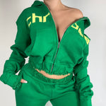 RIO Cropped Hoodie Green/Yellow