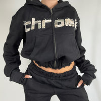 CADETTE Cropped Hoodie Black/Camo